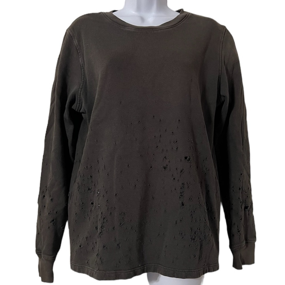 Cotton Citizen Distressed Crewneck in Mineral Charcoal Sz S Made in USA
